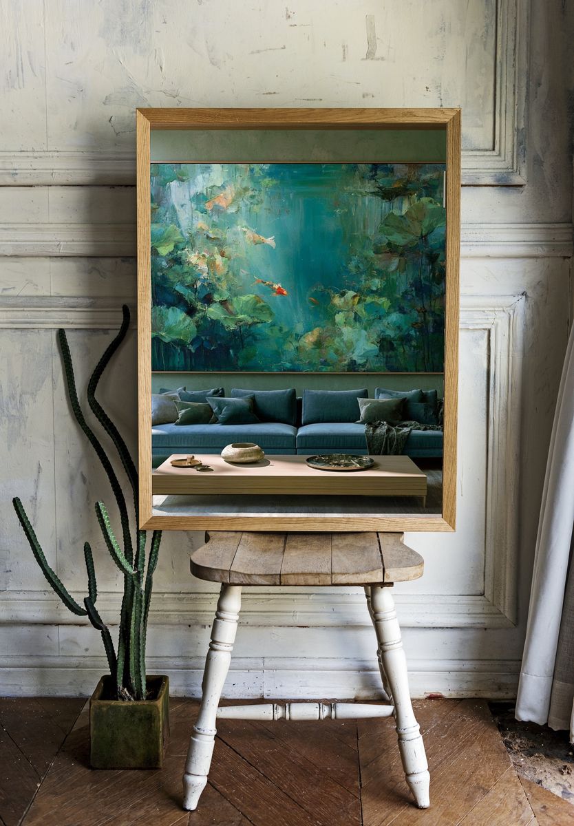 Lotus Pond Abstract Print. — room view 1