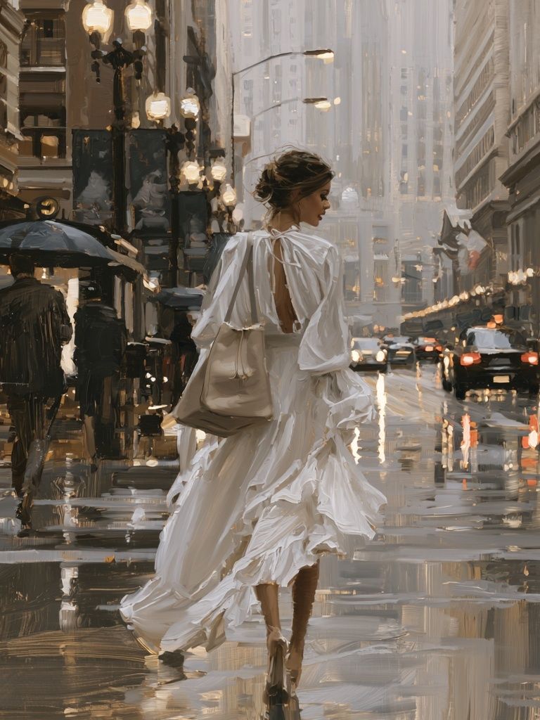 Rainy City Fashion Street Poster. poster detail