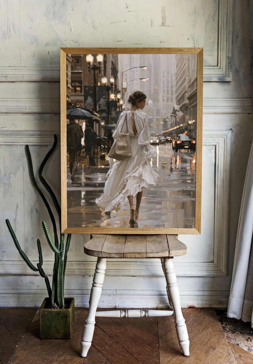Rainy City Fashion Street Poster. — room view 1