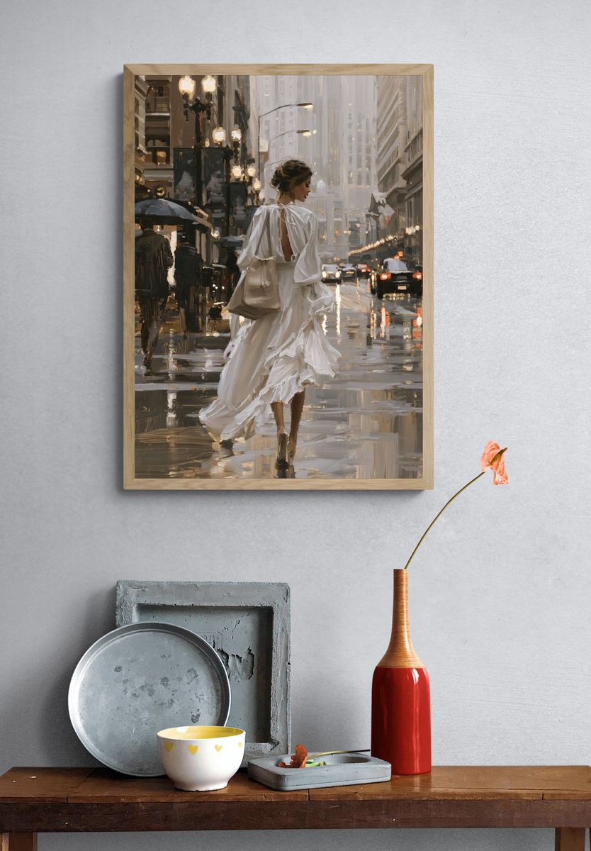 Rainy City Fashion Street Poster. — room view 3