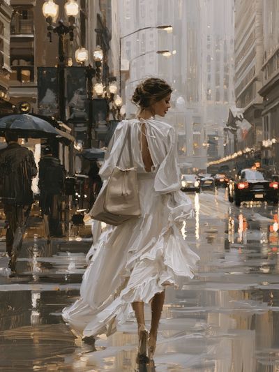 Rainy City Fashion Street Poster. poster