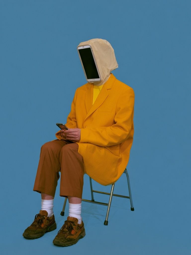 Surreal Phone Head Portrait Print. poster detail
