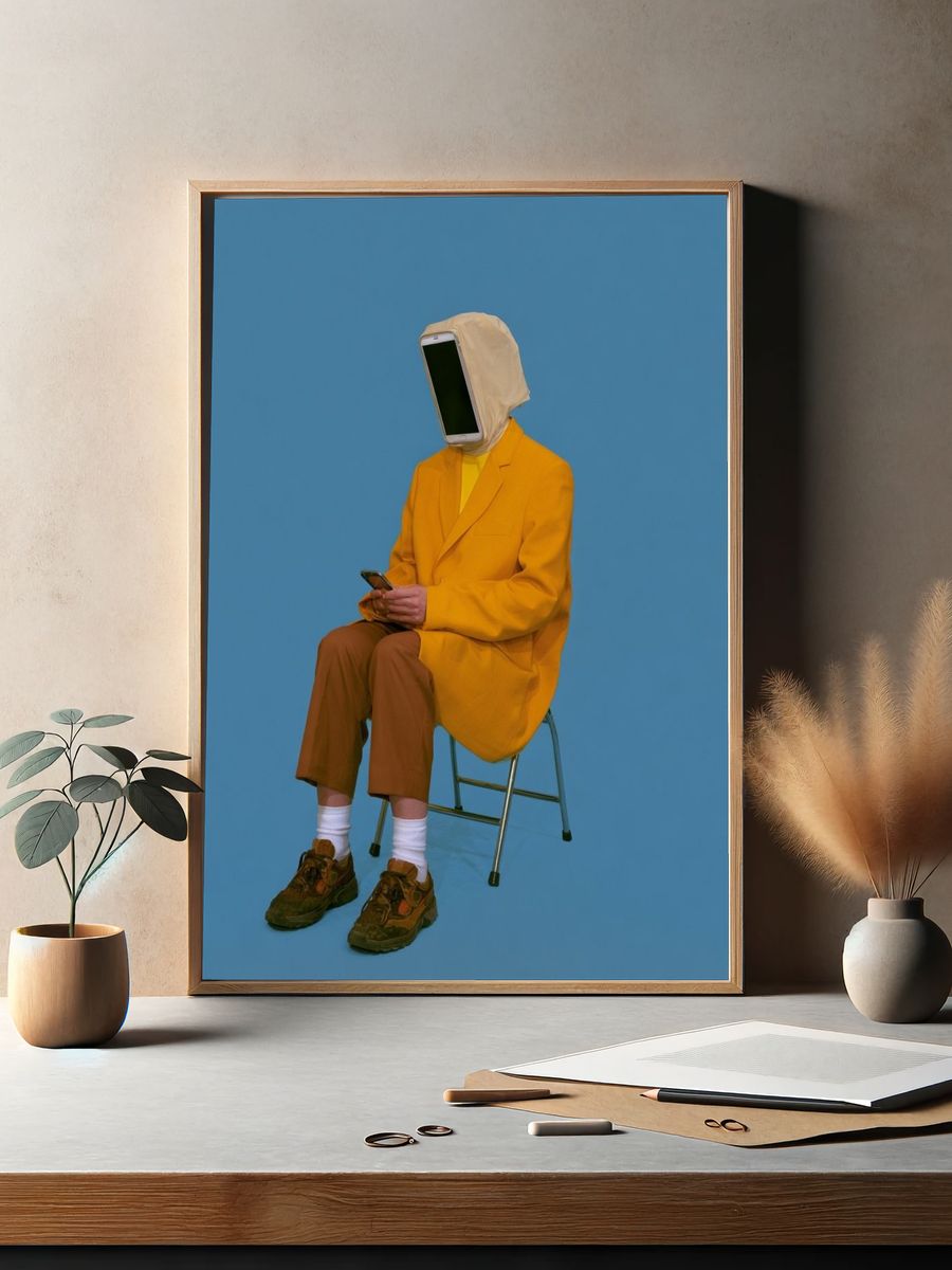Surreal Phone Head Portrait Print. — room view 2