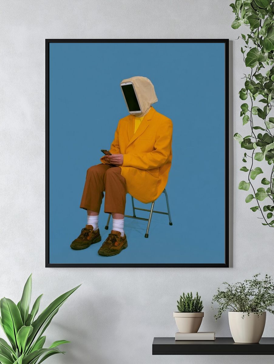 Surreal Phone Head Portrait Print. — room view 4
