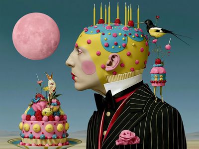 Surreal Cake Portrait Print. poster