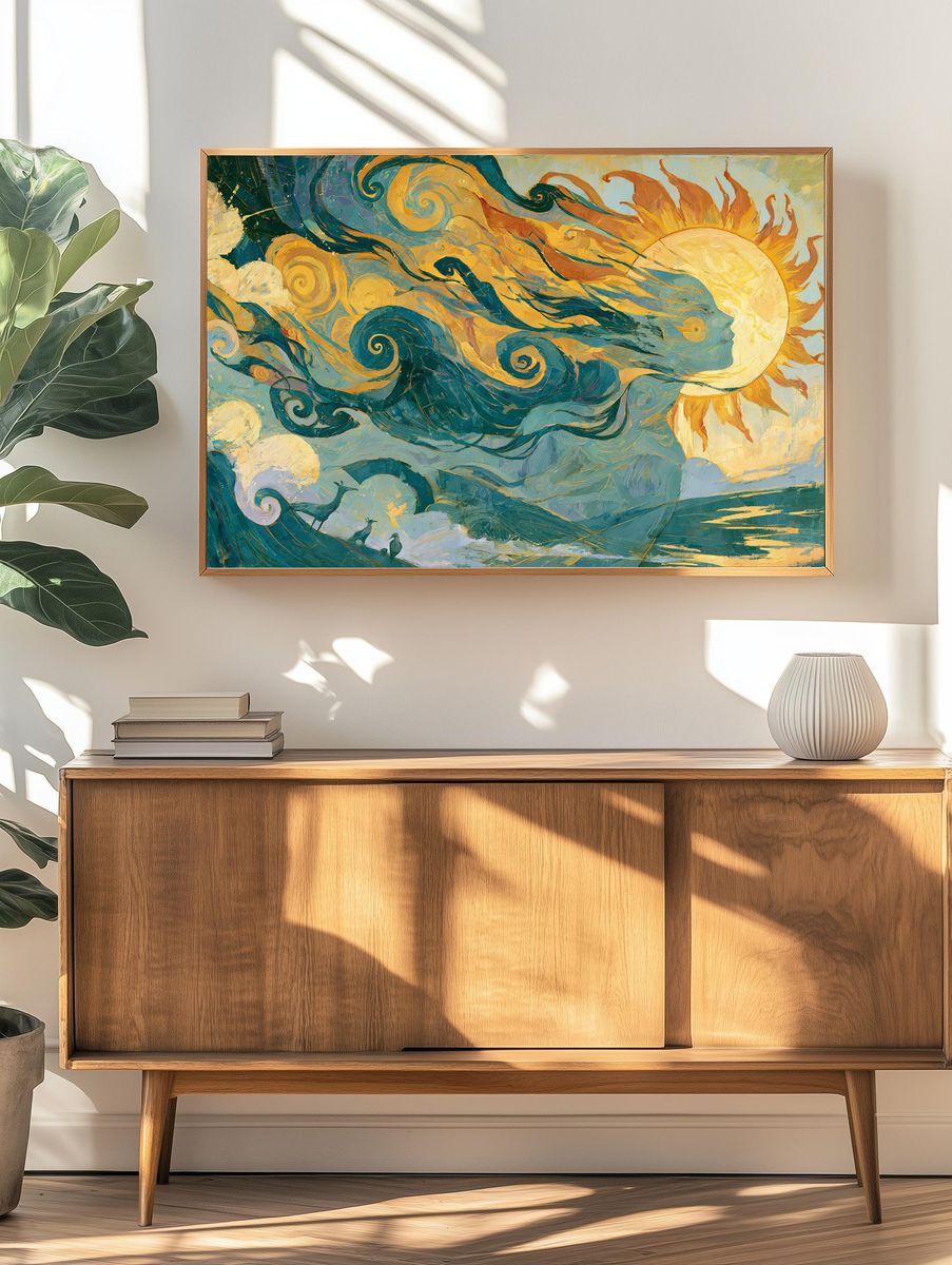 Sun and Moon Swirl Poster. — room view 3