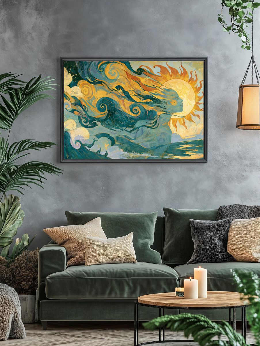 Sun and Moon Swirl Poster. — room view 4