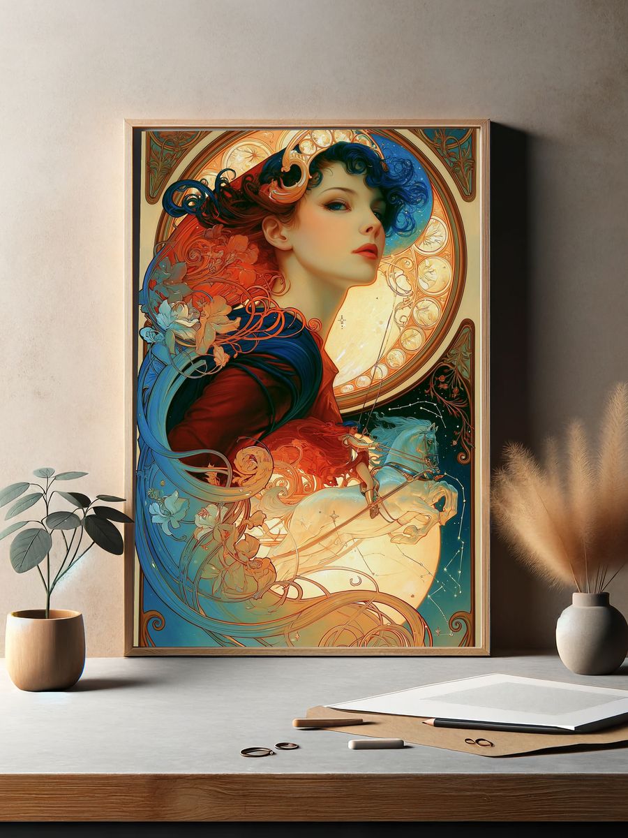Celestial Rider Art Nouveau Poster. — room view 2