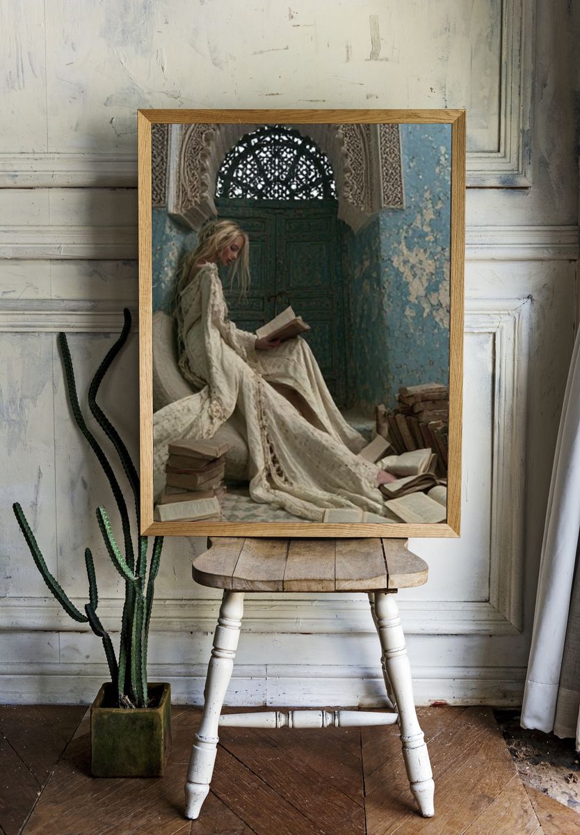 Reading in Blue Ruins Fine-Art Print. — room view 1