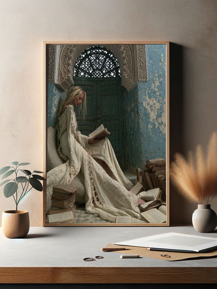 Reading in Blue Ruins Fine-Art Print. — room view 2