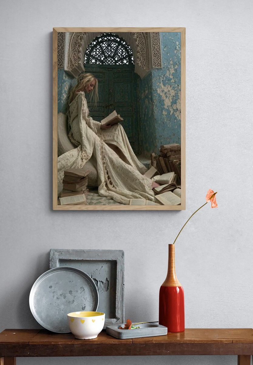 Reading in Blue Ruins Fine-Art Print. — room view 3
