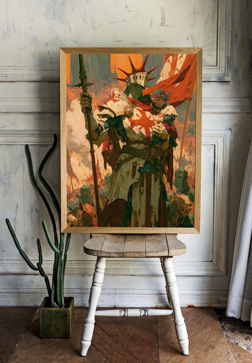 Fantasy Warrior and Child — Fine-Art Print. — room view 1