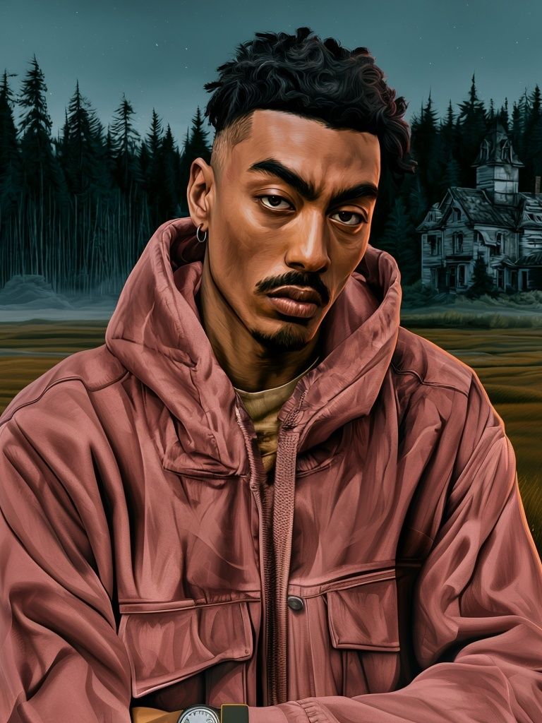 Moody Portrait in the Pines Poster. poster detail