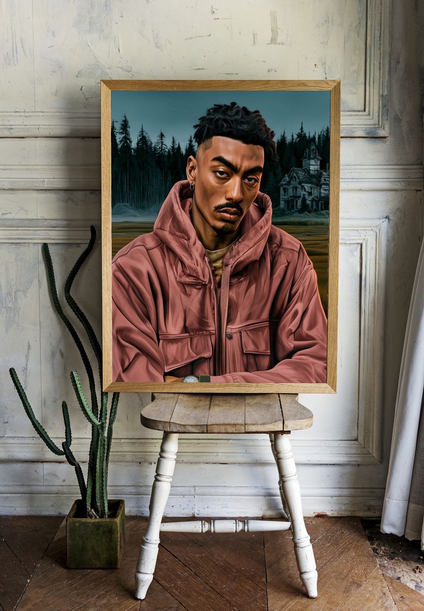 Moody Portrait in the Pines Poster. — room view 1