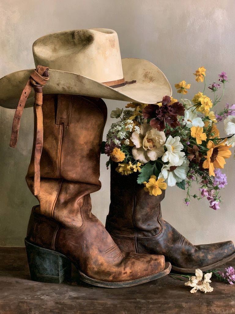 Cowboy Boots Still Life Print. poster detail