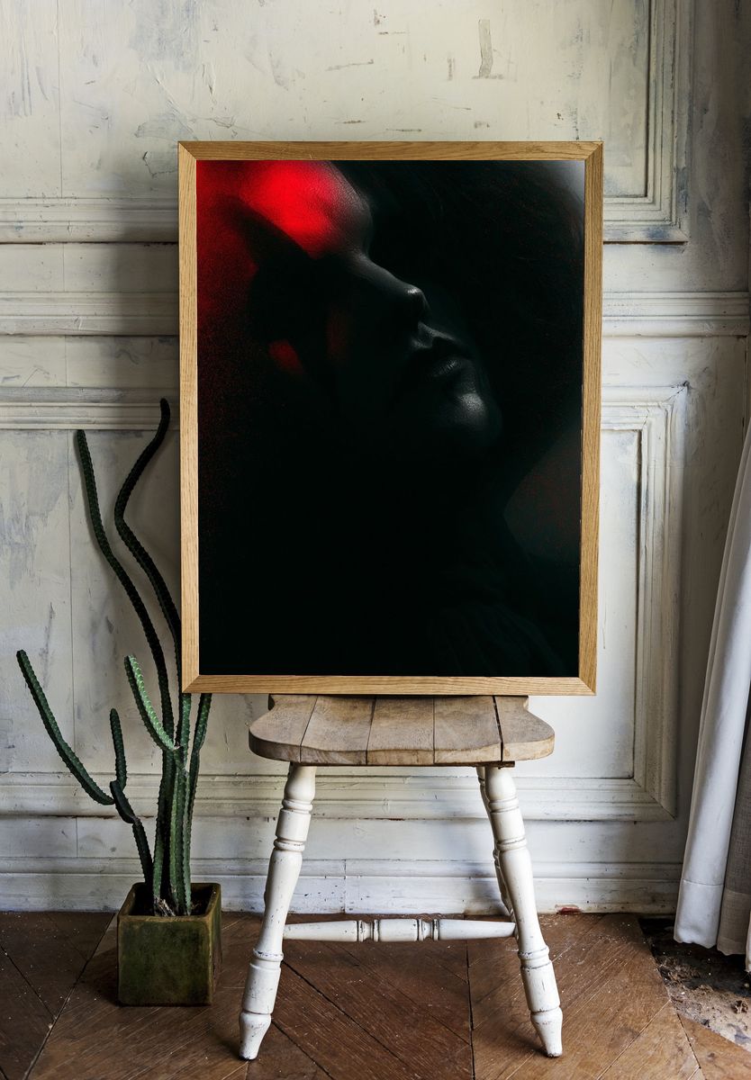 Red Noir Face Silhouette Poster. room preview