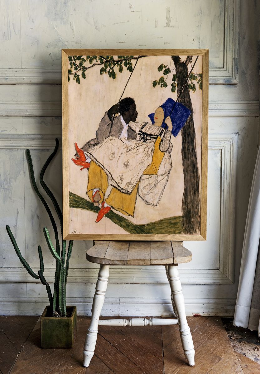 Couple on Swing Fine-Art Poster. — room view 1