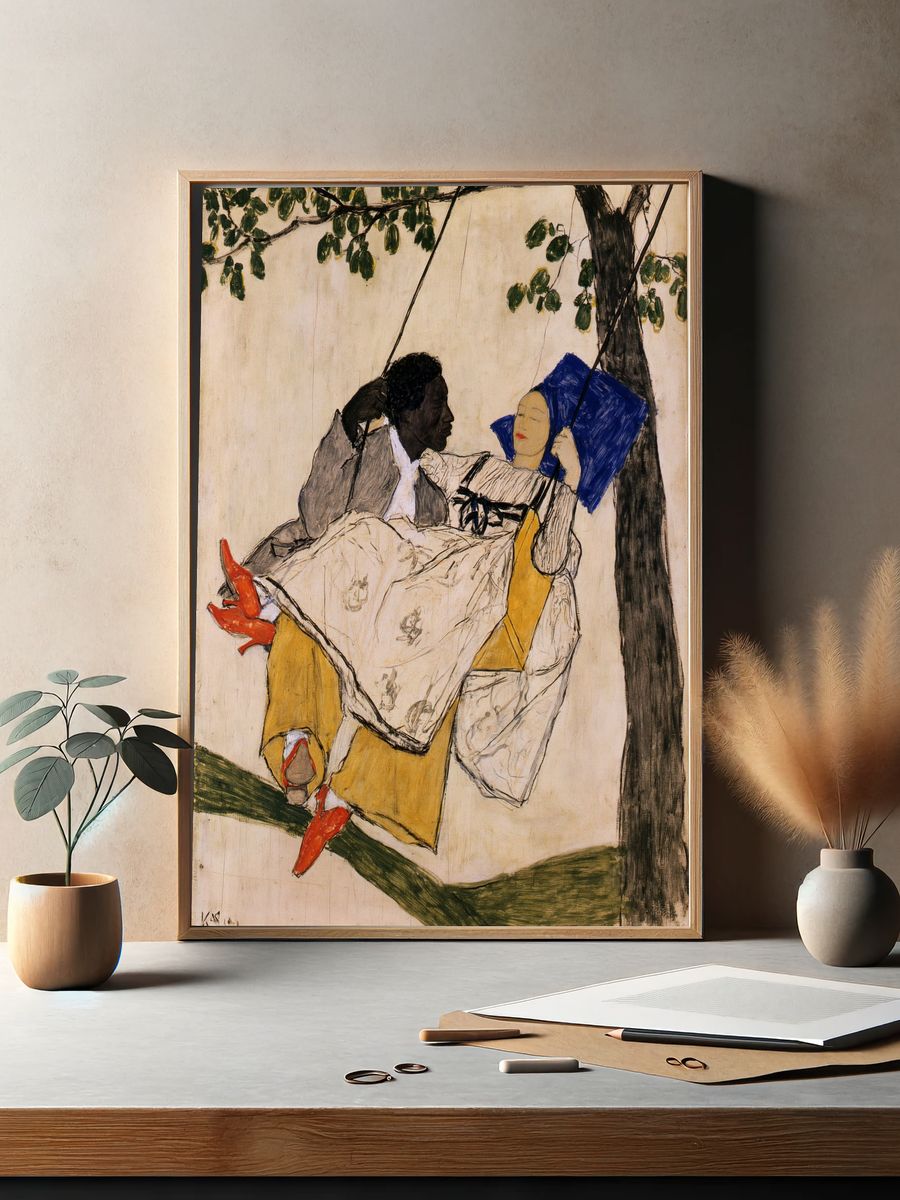 Couple on Swing Fine-Art Poster. — room view 2