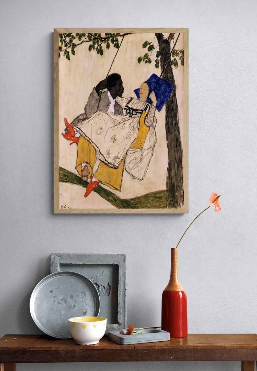 Couple on Swing Fine-Art Poster. — room view 3