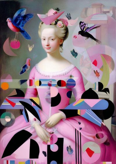 Pink Rococo Collage Poster. poster print
