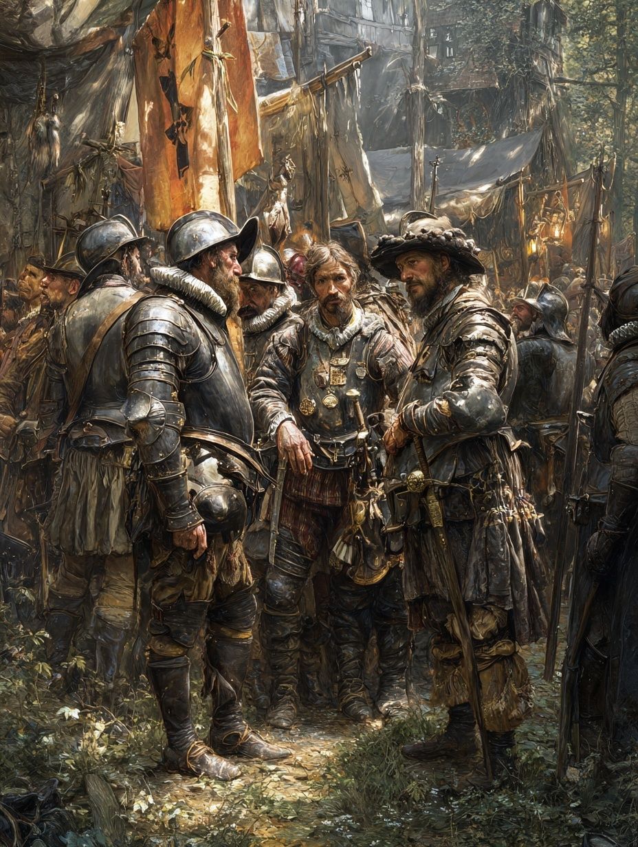 Medieval Soldiers Gathering — Fine-Art Print. poster — fine-art art