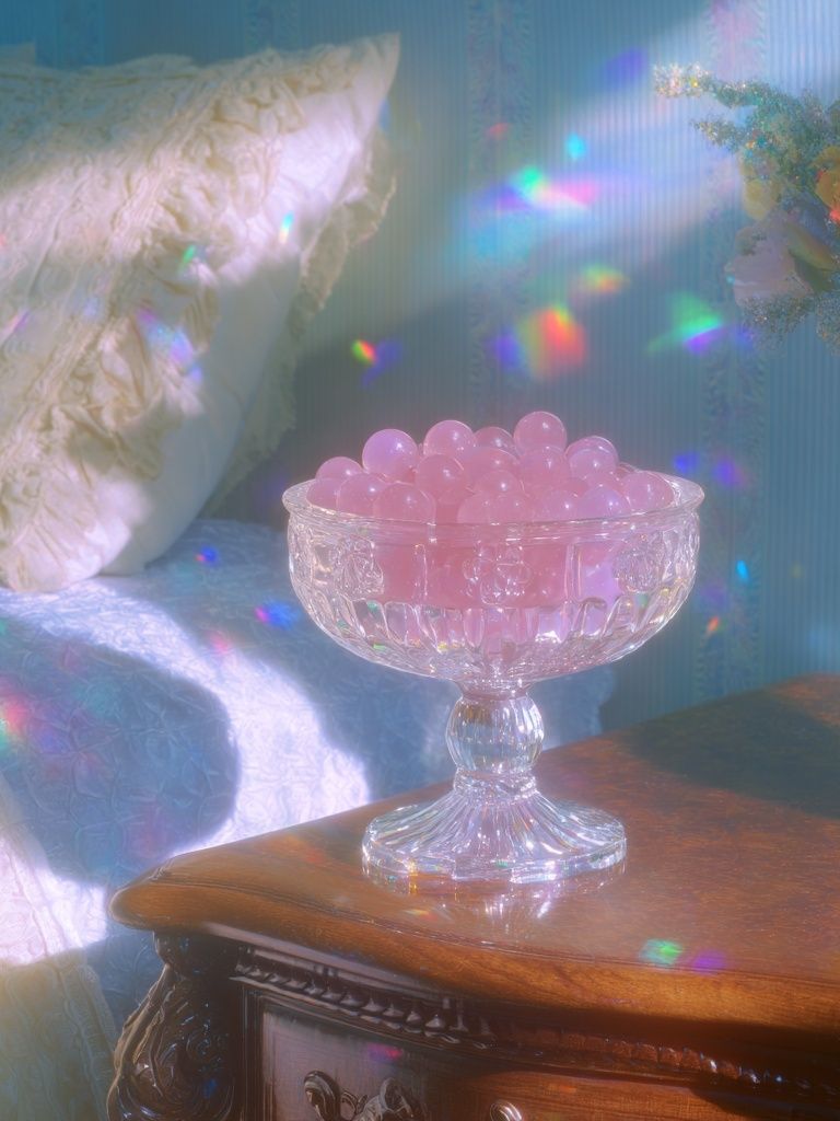 Pastel Crystal Bowl Still Life Poster. poster detail