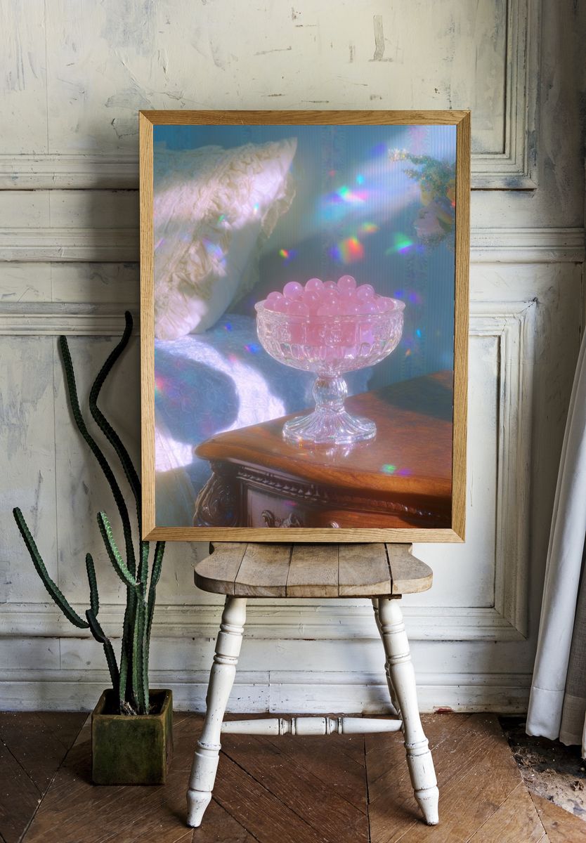 Pastel Crystal Bowl Still Life Poster. — room view 1