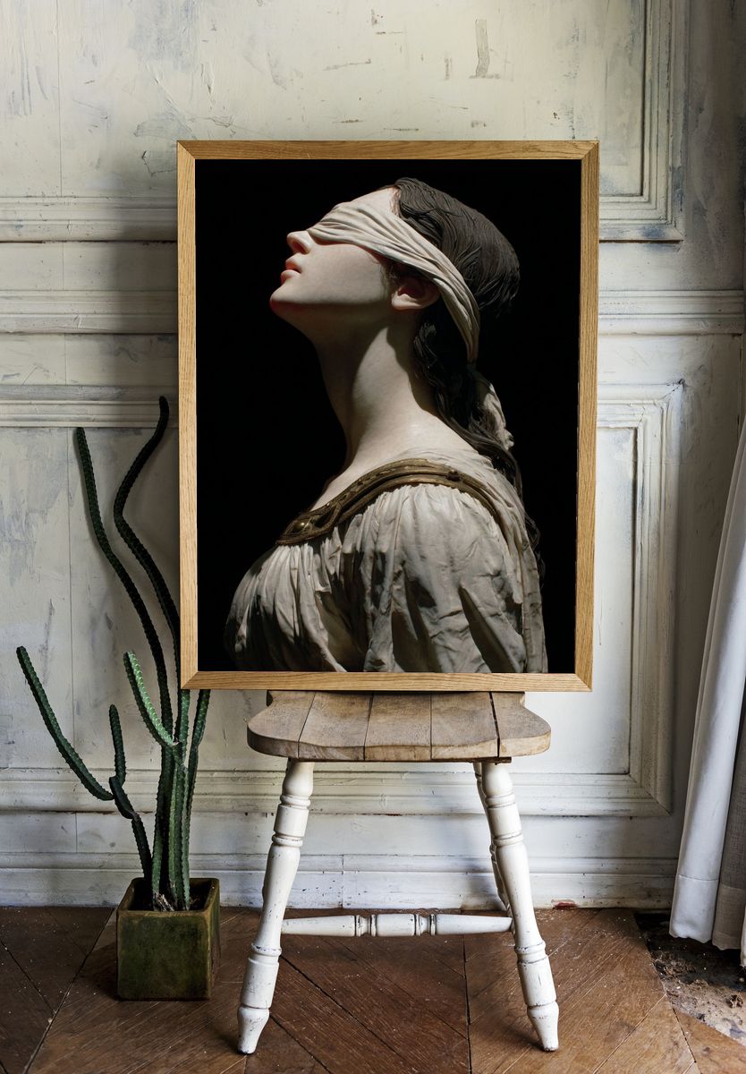 Blindfolded Classical Bust Print. room preview