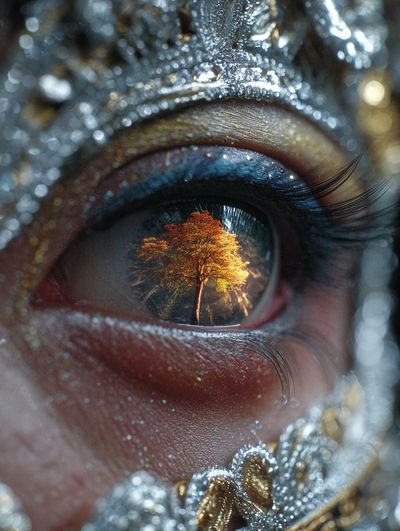Autumn Tree Eye Surrealism Print. poster