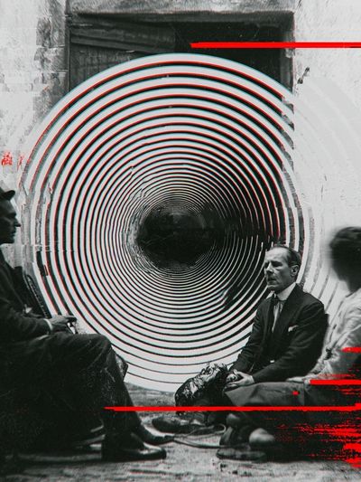 Surreal Tunnel Conversation Print. poster