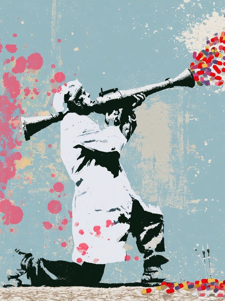 Banksy-Style Protest Art Print. poster — fine-art art