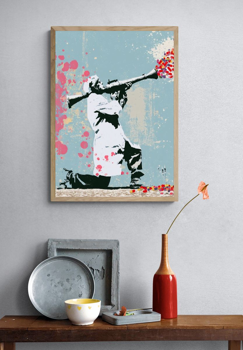 Banksy-Style Protest Art Print. — room view 3