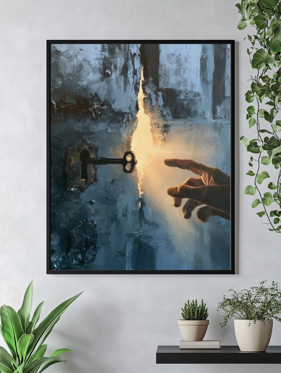 Hand Reaching for Light Fine-Art Poster. — room view 4