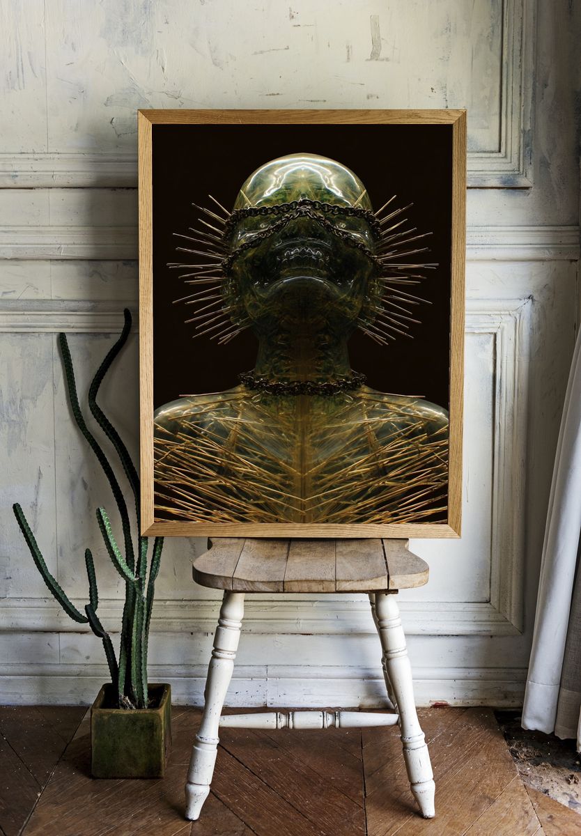 Surreal Glass Figure Fine-Art Print. room preview
