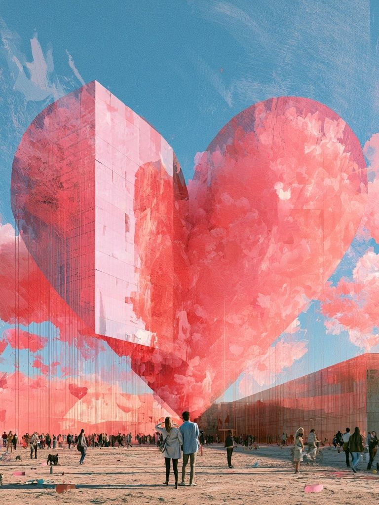 Floating Heart Cityscape Print. poster detail