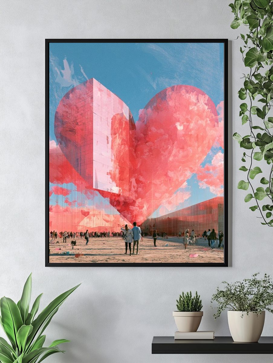 Floating Heart Cityscape Print. — room view 4