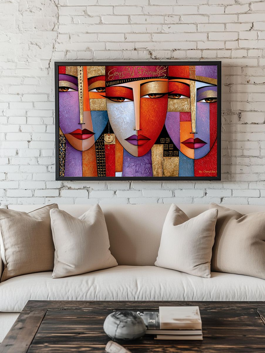 Abstract Faces Fine-Art Poster. room preview