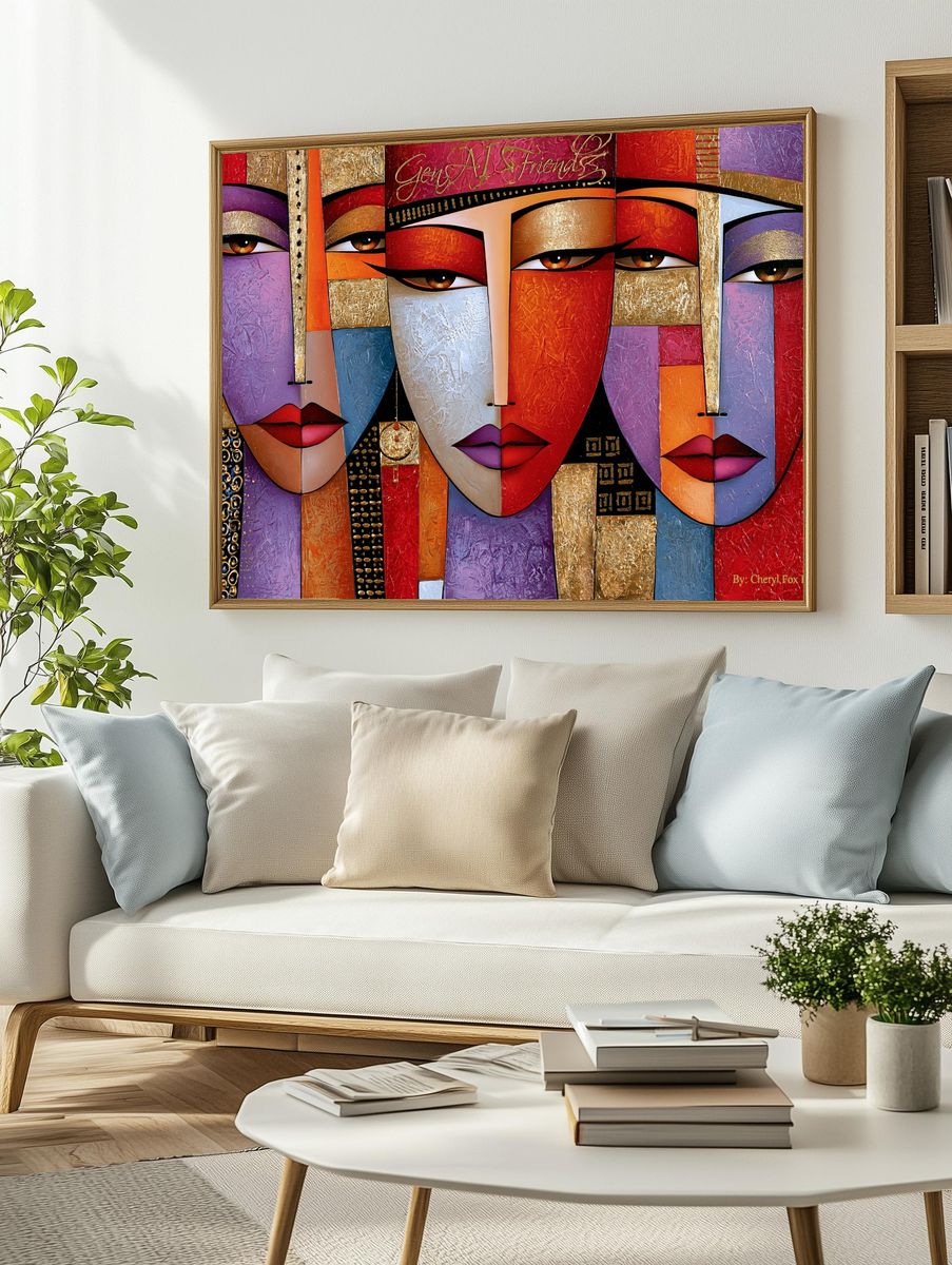 Abstract Faces Fine-Art Poster. — room view 2