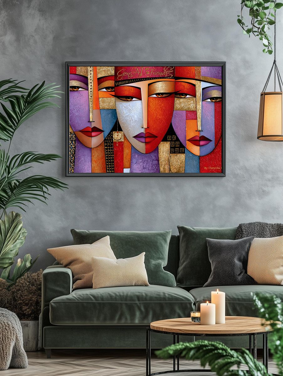 Abstract Faces Fine-Art Poster. — room view 4