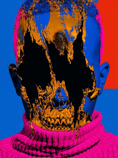 Neon Skull Portrait Print.