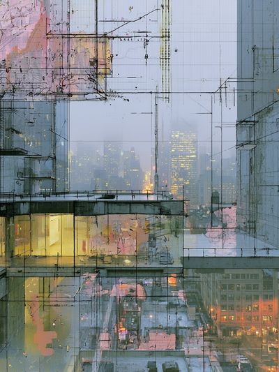 Foggy Cityscape Abstract Poster. poster print