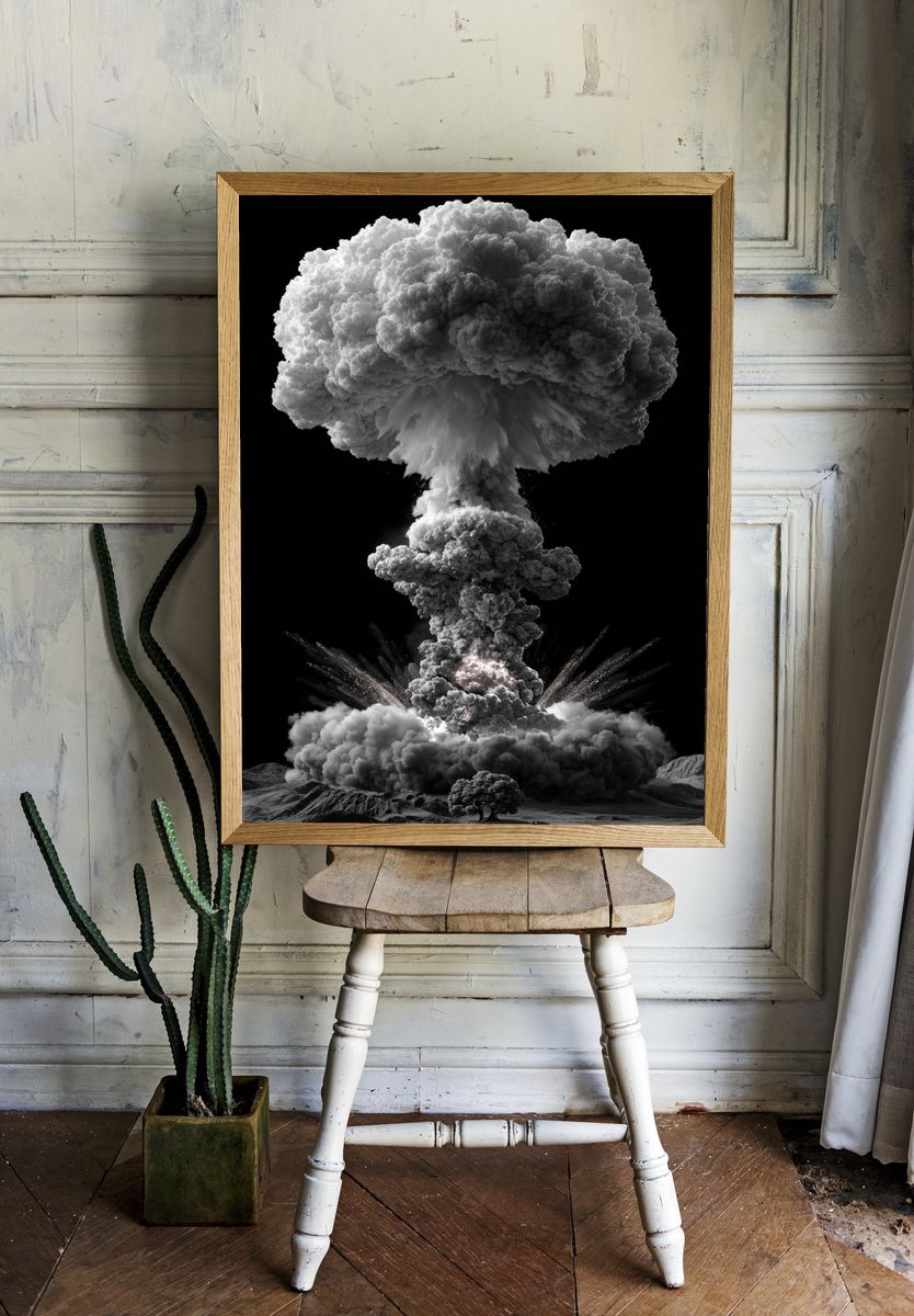 Atomic Mushroom Cloud Surreal Print. room preview