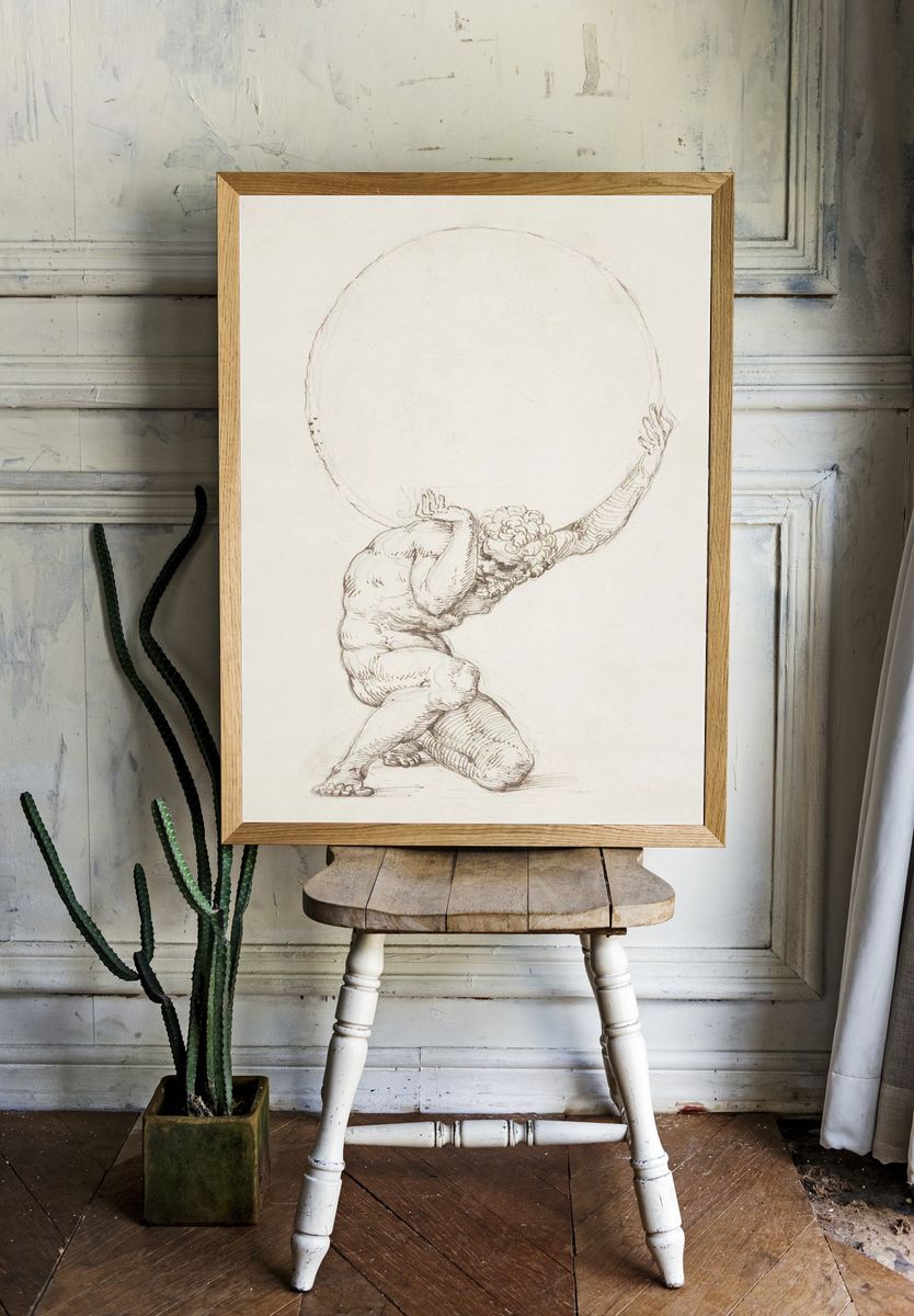 Crouching Figure Atlas (1481–1536), vintage. — room view 1