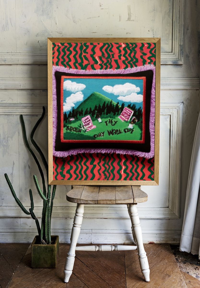 Surreal Mountain Tapestry Print. — room view 1
