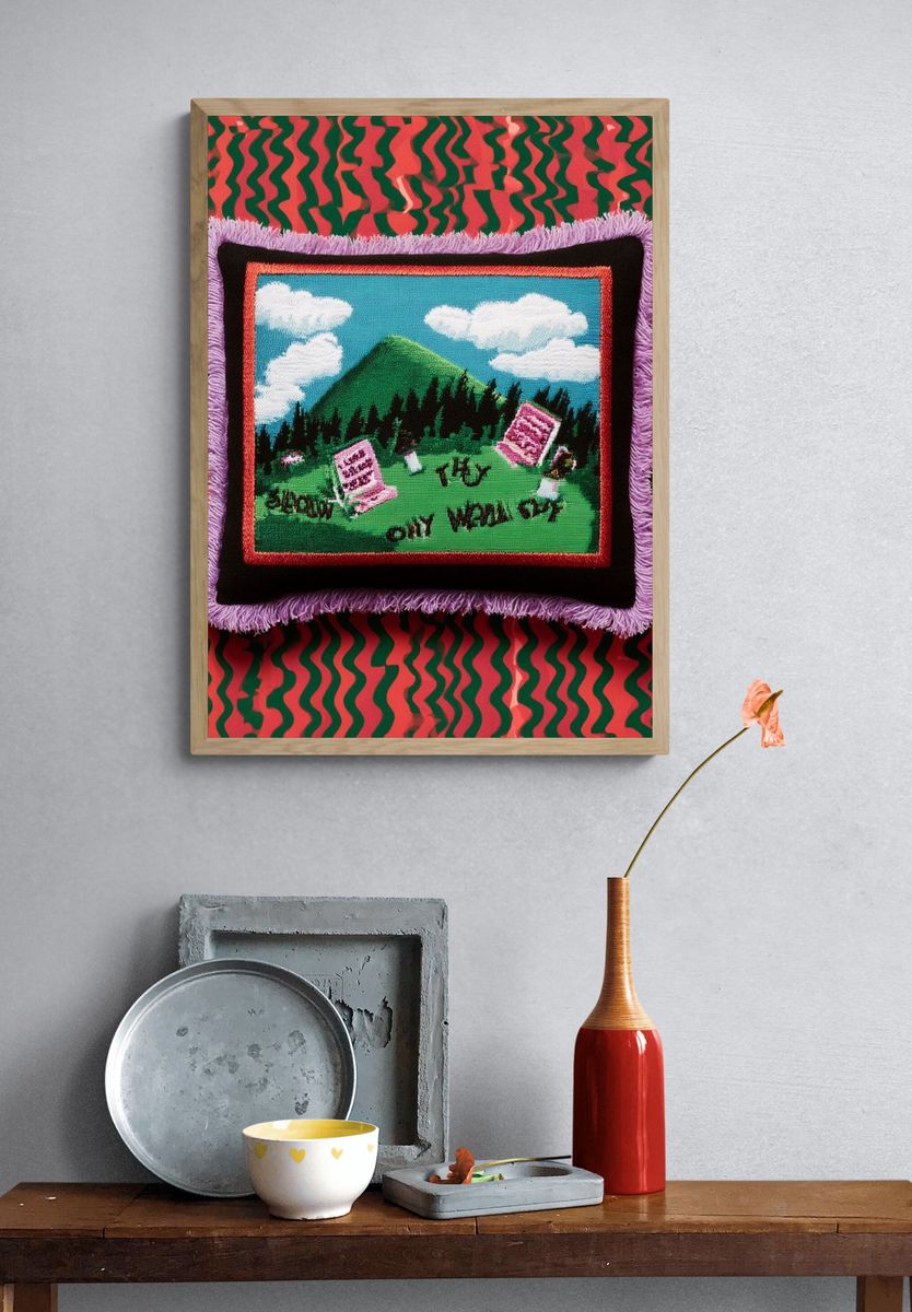 Surreal Mountain Tapestry Print. — room view 3