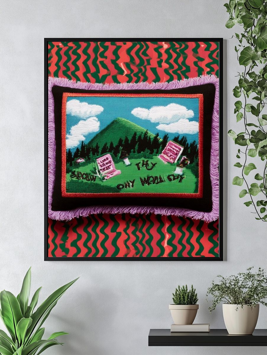Surreal Mountain Tapestry Print. — room view 4