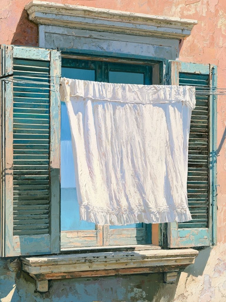 Mediterranean Window Laundry Print. poster detail