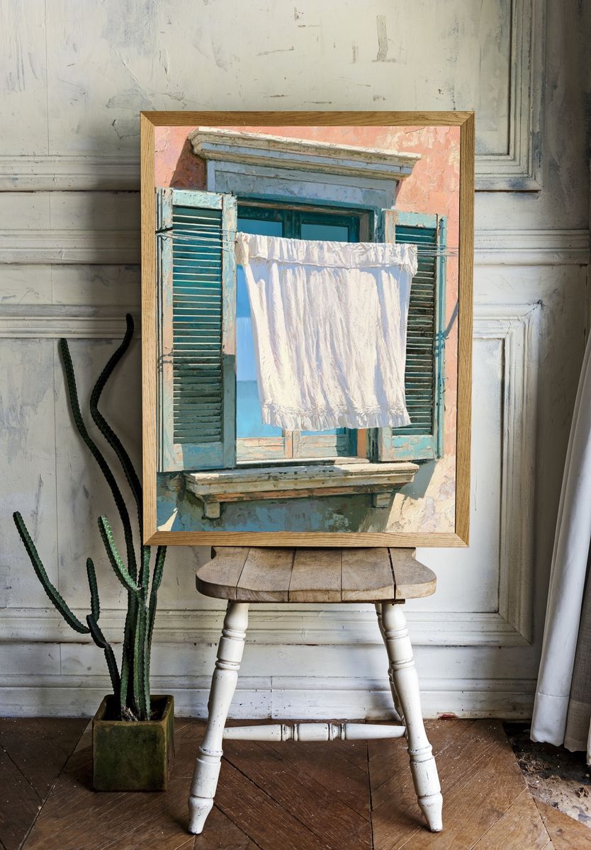 Mediterranean Window Laundry Print. — room view 1