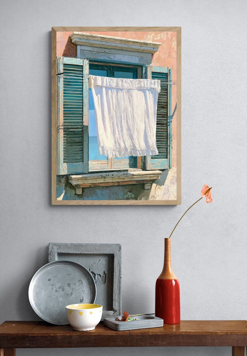 Mediterranean Window Laundry Print. — room view 3