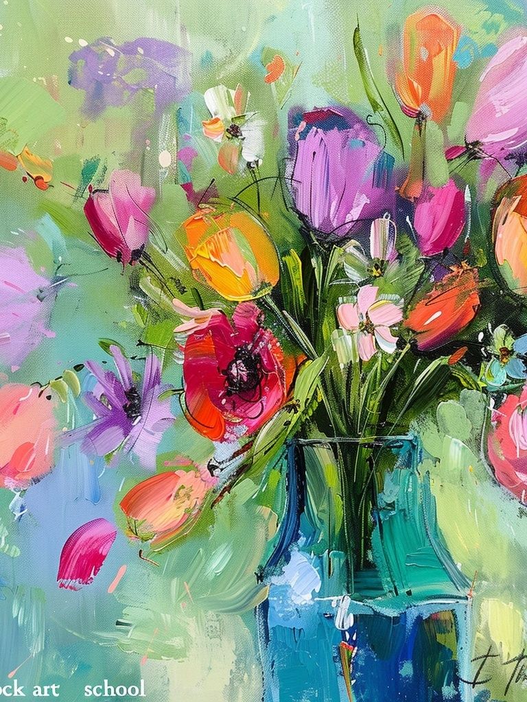 Colorful Tulip Bouquet Illustration Poster. poster — fine-art art